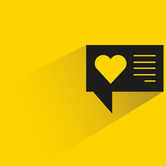 heart and message with shadow yellow background