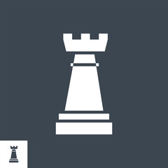 Chess Rook Related Vector Glyph Icon. Isolated on Black Background. Vector Illustration.