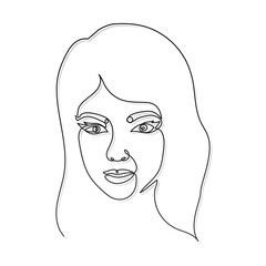 line woman face with a white background