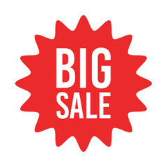 Red sale starburst sticker - stared round label and badge with best offer and discount sign.