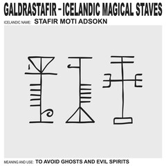 vector icon with ancient Icelandic magical staves Stafir Moti Adsokn. Symbol means and is used to avoid ghosts and evil spirits