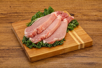 Raw pork steak for cooking