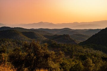 Fototapeta na wymiar Mountain range at sunset