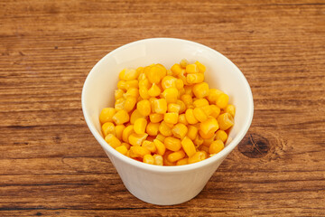 Sweet corn seeds in the bowl