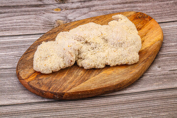 Raw meat schnitzel for roast