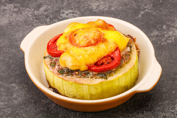 Baked stuffed zucchini with meat
