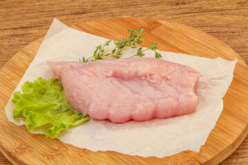 Raw turkey breast steak for cooking