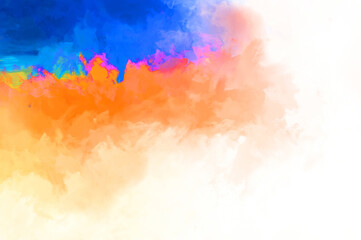 2D illustration of colorful brush strokes. Decorative texture painting. Vibrant paint pattern backdrop.