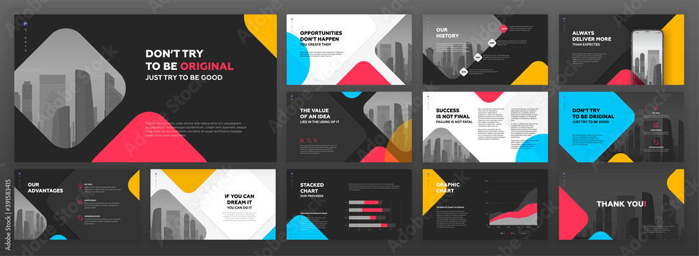 Canvas Prints business powerpoint presentation templates set. use for modern keynote presentation background, broc