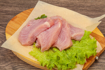 Raw turkey breast steak for cooking