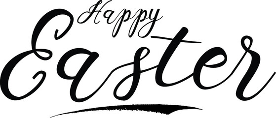 Fototapeta na wymiar Happy Easter Calligraphy Black Color Text On White Background