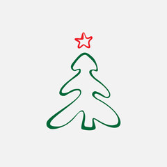 Hand Drawn Christmas Tree Design Element Isolated