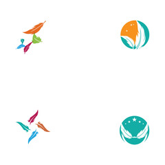 Set Feathers Logo Template vector symbol