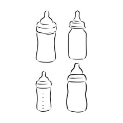 Simple line web icon Baby feeding bottles. Vector illustration on a white background. feeding bottle, vector sketch illustration