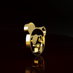 Gold Cute panda face icon isolated on brown background. Animal symbol. Minimalism concept. 3d illustration 3D render. © Vadim