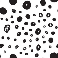 Doodle dots texture. Seamless pattern with ink brush circles. Abstract Hand drawn background for design and decoration textile, covers, package, wrapping paper.
