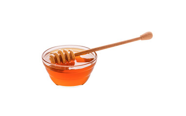 Jar with honey isolated on white background.