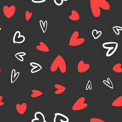 Heart doodles texture. Hand drawn valentine's day pattern. Hearts background.