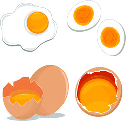 Various types of  cartoon egg  isolated on white background