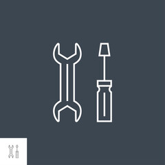 Services Related Vector Thin Line Icon. Isolated on Black Background. Editable Stroke. Vector Illustration.