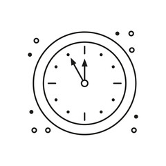 Five minutes before the New Year, clock icon on white background.
