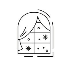 Christmas cute window icon on white background.