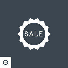 Sale Badge related vector glyph icon. Isolated on black background. Vector illustration.