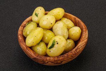 Young boiled potato in the bowl