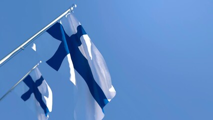 The national flag of Finland flutters in the wind - Powered by Adobe