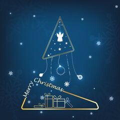 Beautiful blue Christmas background with modern Christmas tree design