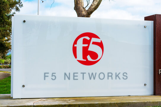 F5 Networks sign at technology company campus - San Jose, California, USA - 2020