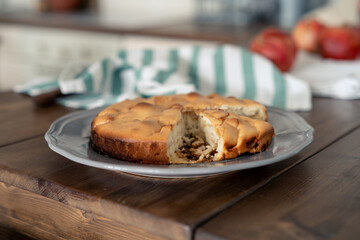 Thanksgiving cake on wooden table