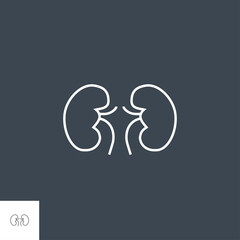 Kidneys Related Vector Line Icon. Isolated on Black Background. Editable Stroke.