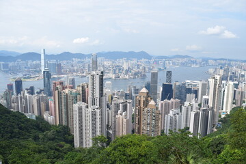 Naklejka premium Hong Kong skyline from Victoria Peak, China