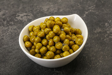 Marinated green pea in the bowl
