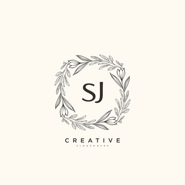 SJ Beauty vector initial logo art, handwriting logo of initial signature, wedding, fashion, jewerly, boutique, floral and botanical with creative template for any company or business.