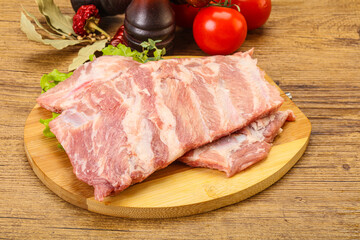 Raw pork ribs for cooking