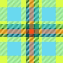 Tartan seamless plaid pattern illustration in orange, green, blue combination for textile design
