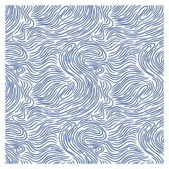 Seamless pattern of surging waves in a blue line. Print for the cover of the book, postcards.