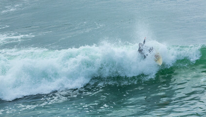 Surfer, Barrika beach, Bizkaia, Basque Country, Spain, Europe
