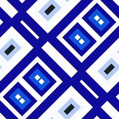 Modern bright geometric seamless pattern. Imposing blue colored infinite backdrop