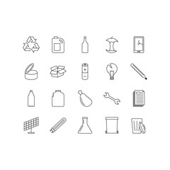 Garbage icon set. Rubbish icon collection. Black icon on white background