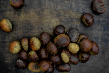 sweet chestnuts on a stoneware plate