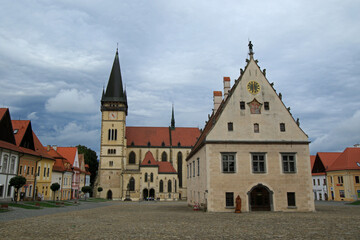 Fototapeta na wymiar The Town Hall Square in Bardejov, Slovakia
