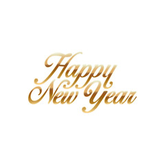 Fototapeta na wymiar happy new year lettering of golden color in a white background