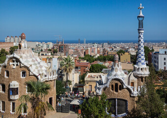 Fototapeta na wymiar View across Barcelona from Parc Guell.