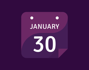 30 January, January 30 icon Single Day Calendar Vector illustration