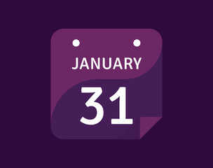31 January, January 21 icon Single Day Calendar Vector illustration