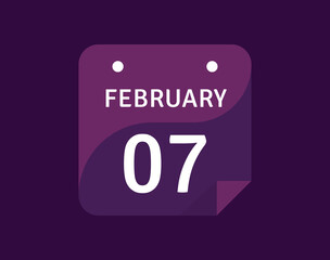 7 February, February 7 icon Single Day Calendar Vector illustration