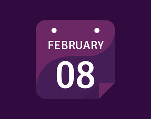 Obraz premium 8 February, February 8 icon Single Day Calendar Vector illustration